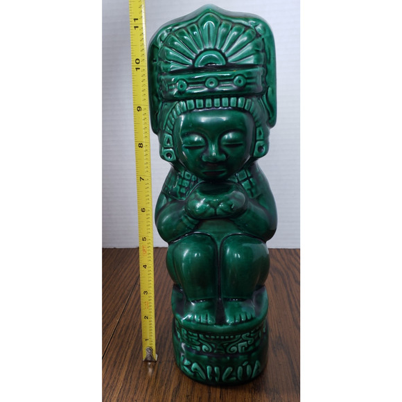 Kahlua Decanter Ceramic Bottle Green Hand Made in Mexico Vintage (Empty) - Picture 10 of 10